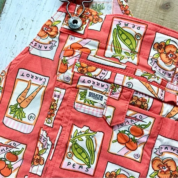 NWT Duluth 3X x31L Heirloom Gardening Bib Overalls Coral Seed Packets Garden - Picture 6 of 9